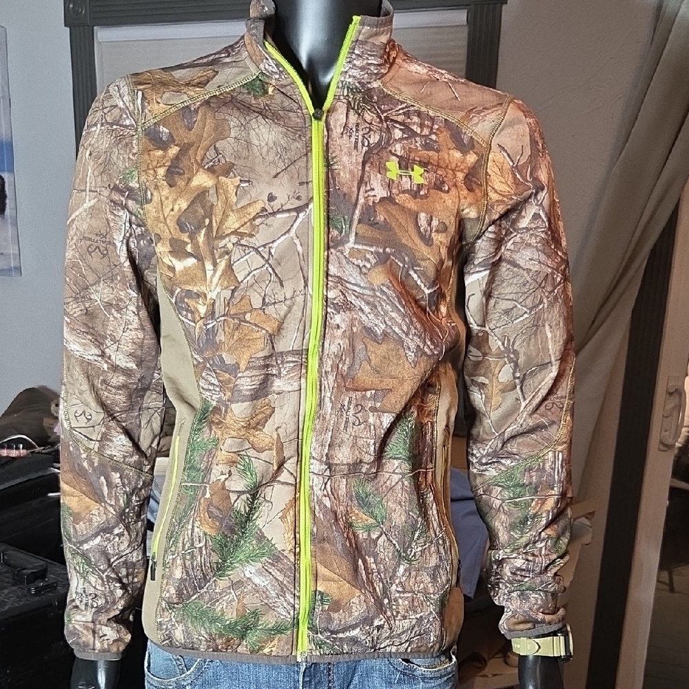 Under Armour Realtree-Style Camo Jacket with Neon Green Trim